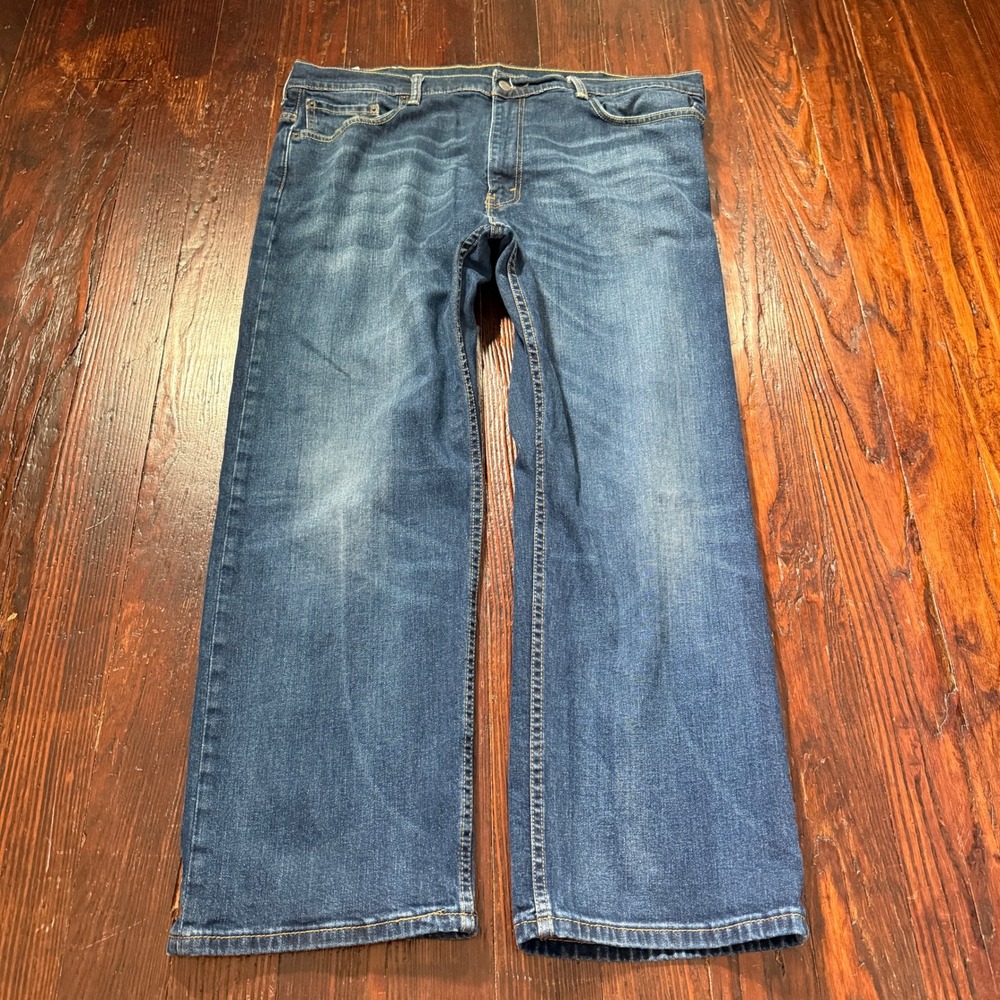 Levis 569 Jeans Mens 40x30 Blue Loose Straight Stretch Denim Faded Whiskers